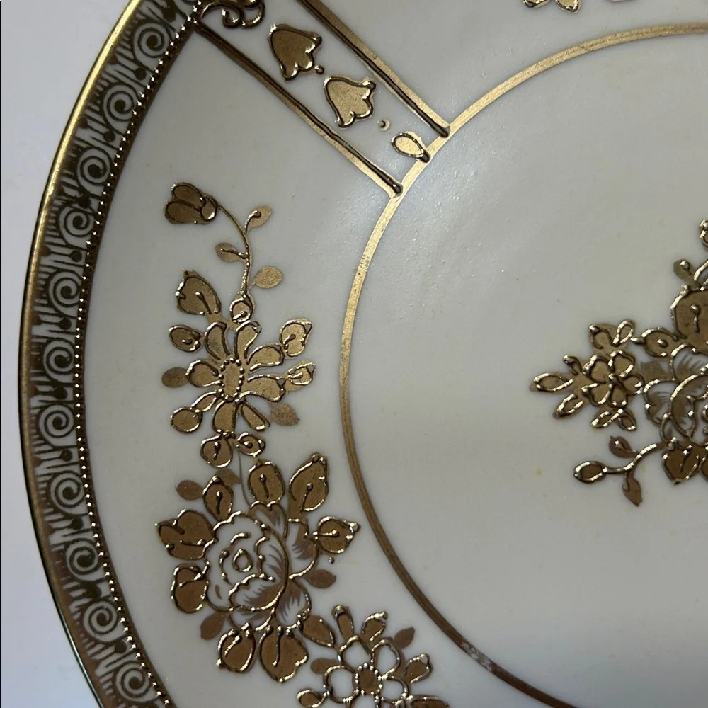 Antique Nippon Hand Painted Gold Moriage Floral Porcelain‎ Plate 6.25